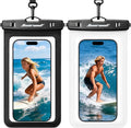 Hiearcool Universal Waterproof Phone Pouch,Underwater Dry Bag for iPhone 17 16 15 14 13 Pro Max XS Plus up to 8.3",IPX8 Cell Phone Case for Cruise Travel Essentials-Black&Clear-2Pack