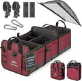 XL Trunk Organizer 3-Section for SUV, Truck, Sedan, Van – Modular L-Shape Car Storage Box, Collapsible Auto Cargo Organizer with Dividers – Cherry