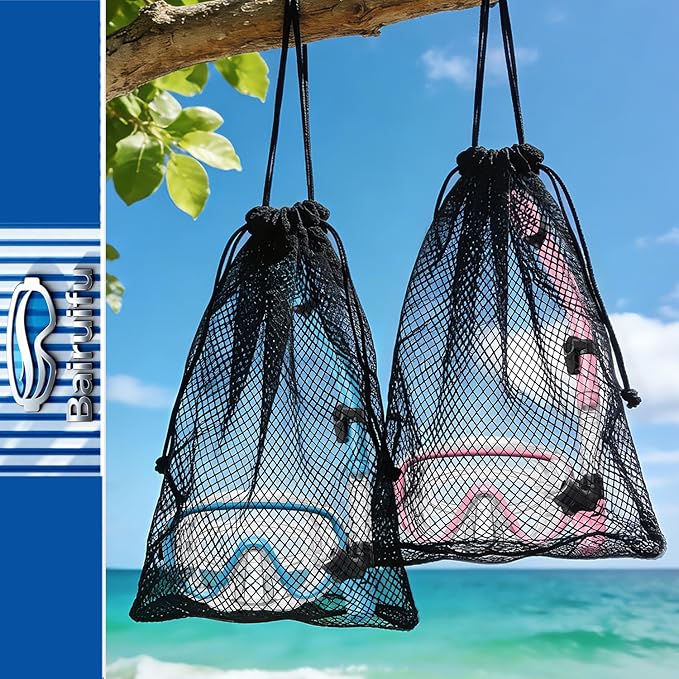 Bairuifu 2-Pack Snorkel Gear for Adults | Enhanced Anti-Fog & Anti-Leak Snorkeling Mask | Breath-Free Dry Snorkel | 180° Panoramic View with Quick-Dry Bags