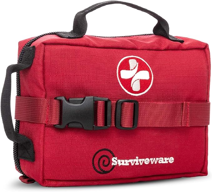 Surviveware 119 Pcs Comprehensive Premium Survival First Aid Kit - Medical Emergency Kit for Travel Camping Gear, Home Essentials & Outdoor Emergencies - HSA & FSA Eligible Survival Kit
