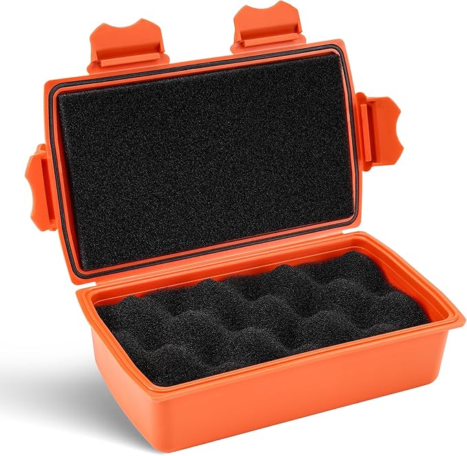 MecArmy B10 Edc Storage Box, Compact Waterproof Hard Case With Removed Foam, Small Dry Container For Outdoor Gear Tools Electronics, Durable Portable Utility Hardshell Case For Home Travel -Orange