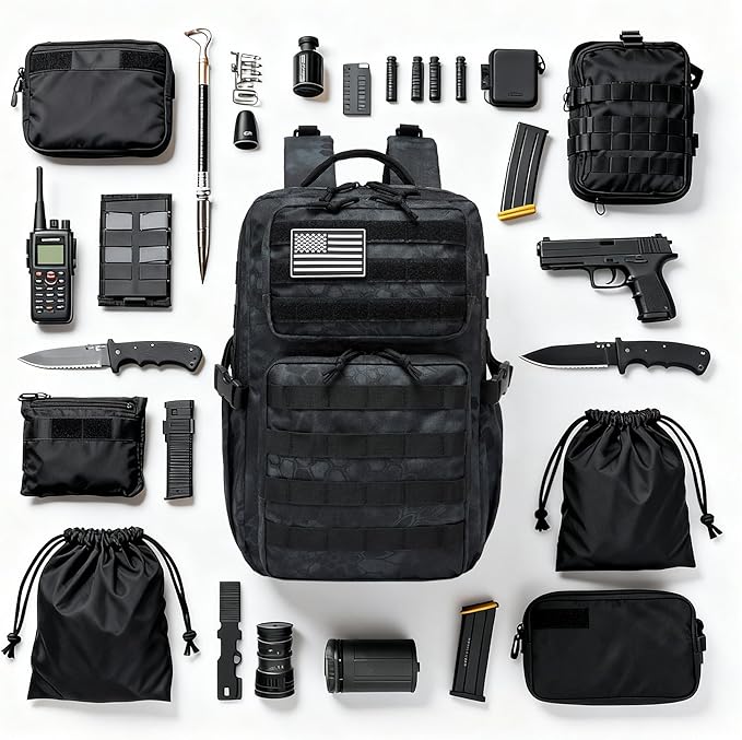 Wotony Military Tactical Backpack for Men Waterproof Daypack 3 Day Assault Pack Molle Bag with Water Bottle Holder