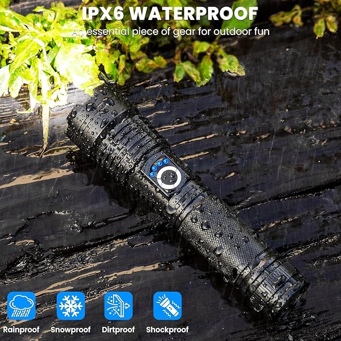 Rechargeable Flashlights 3 Pack - 990,000 Lumens Super Bright LED Powerful Flashlight, 5 Light Modes, Fast Charging, IPX7 Waterproof for Camping Home (L-3P)