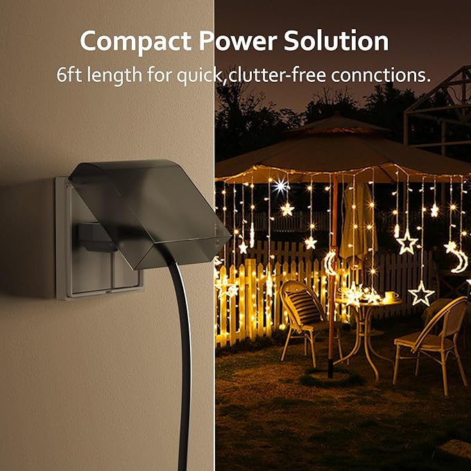 BN-LINK 6ft Indoor Outdoor Extension Cord 16/3 SJTW, 2 Pack, Black, 3-Prong, Weather Resistant & Flame Retardant, for Indoor, Garden, Landscaping & Holiday Decorations, ETL