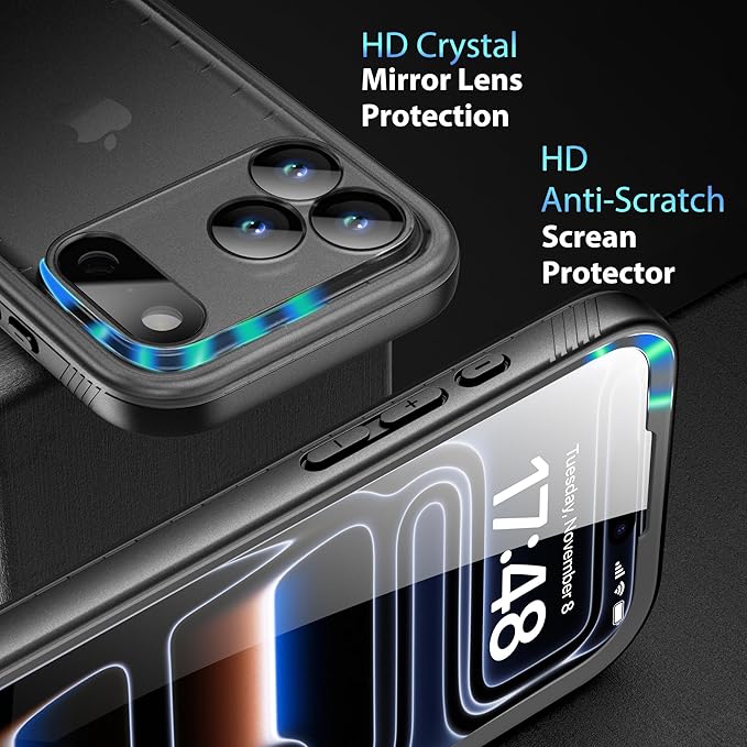 SPORTLINK for iPhone 17 Pro Case - IP68 Waterproof Military Protective Full Body Heavy Duty Shockproof 360 Sealed Dustproof with Camera Screen Protector Phone Cover for iPhone 17 Pro 6.3" Black