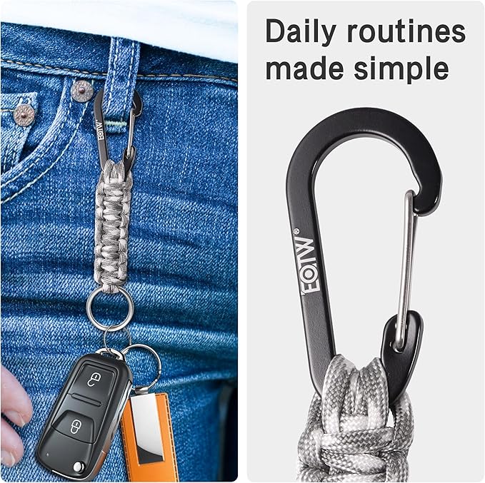 EOTW Paracord Keychain for Men Women Paracord Carabiner Backpack Keychain with Aluminum Clip for Camping Hiking Outdoor Gear