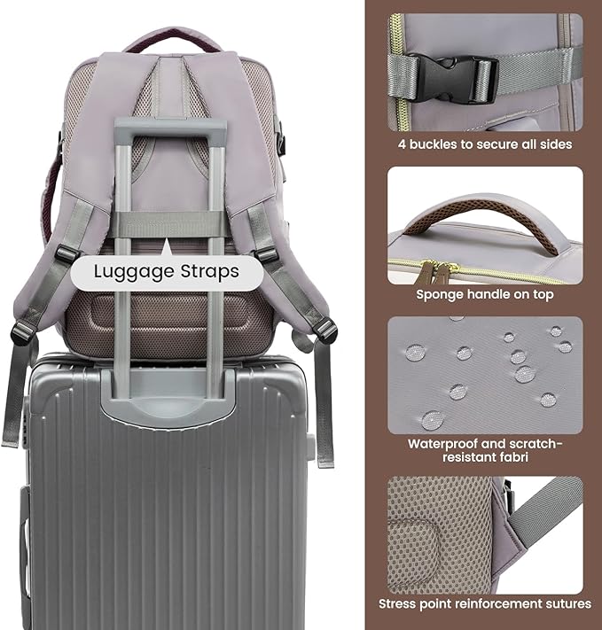 LOVEVOOK Travel Backpack for Women, 40L Carry On Backpack with 3 Packing Cubes,TSA Personal Item Travel Bag Airline Approved, Water Resistant Weekender Overnight Luggage Daypack, Fits 17 Inch Laptop