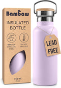Bambaw Metal Water Bottle 24 oz, Insulated Stainless Steel Water Bottle for Hot & Cold Drinks, Made of High-Grade Stainless Steel, Rust-Resistant & Easy to Clean (Lavender Haze)