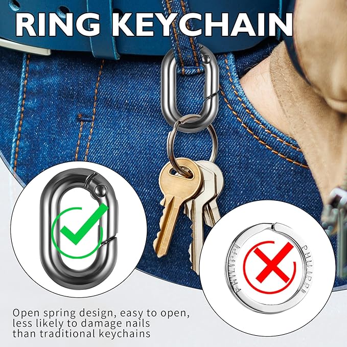 Small Carabiner,Black Carabiner,O-Ring Key Ring