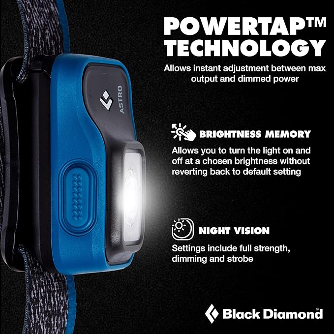 BLACK DIAMOND Astro 300 Headlamp | 300 Lumens Brightness | 3X AAA Battery Operated (Included) | Compact & Lightweight | Azul