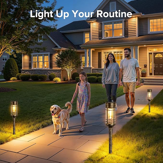 LETMY 4 Pack Brown Solar Pathway Lights Outdoor, Bright Solar Lights Outdoor Waterproof IP65, Solar Garden Lights Outdoor for Yard Walkway Driveway Landscape Garden Decor (Bronze)