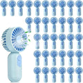 Rossesay 36 Pcs Mini Portable Fan Bulk Cute Handheld Lightweight Small Little Personal Hand Eyelash Fan 3 Speeds USB Rechargeable for Women Men Indoor Outdoor Makeup Travel (Blue)
