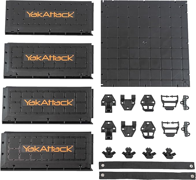 YakAttack ShortStak Upgrade Kit for BlackPak Pro | 13" x 13" – Black | Stackable Kayak Crate Add-On with GridLoc Panels, Hinges & Latches | Not Standalone | Made in USA