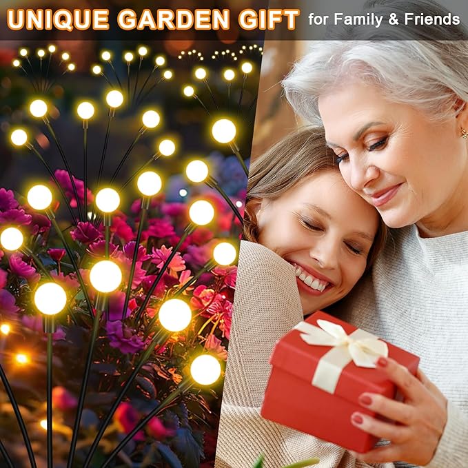 NBQQ Solar Garden Lights Outdoor, 4 Pack Swaying Light Waterproof Solar Lights Outdoor for Yard Pathway Patio, Swaying Lawn Decor as Gardening Gifts for Women Holiday