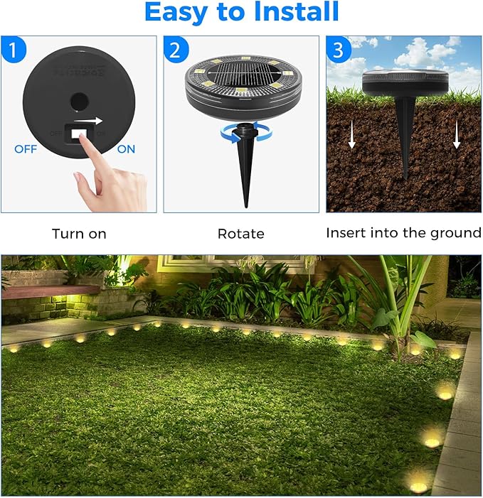 Peasur Mini Solar Ground Lights, 30 Pack Flat Solar Disc Lights Outdoor Waterproof, 2.3 Inch Small Solar Garden Lights Landscape Lighting for Outside Pathway Garden Yard Lawn Walkway,Warm White