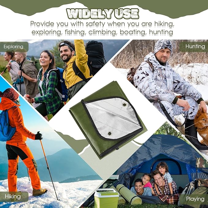 Kingdder 2 Pcs Heavy Duty Emergency Blankets for Survival Camping Blanket Insulated Tarp 60 x 82 Inches Outdoor Waterproof Thermal Reflective Tarp Tent Insulation for Camp Hiking Picnic