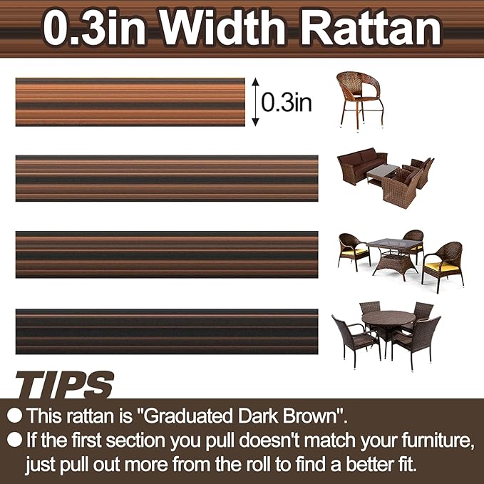 Biggun 459ft Wicker Repair Kit - Rattan Patio Chair Sofas Repair Supplies for Outdoor Lawn Furniture, Premium New Materials Basket Weaving Webbing Replacement Parts