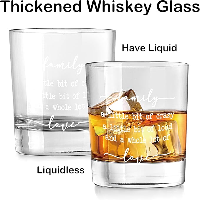 Nogrit Funny Family Quote Whiskey Glasses 10 oz, Best Housewarming Gifts 2025, Family Union Gifts Old Fashioned Rocks Glasses for Women Men Drinking Cocktail Scotch Vodka Tequila Rum