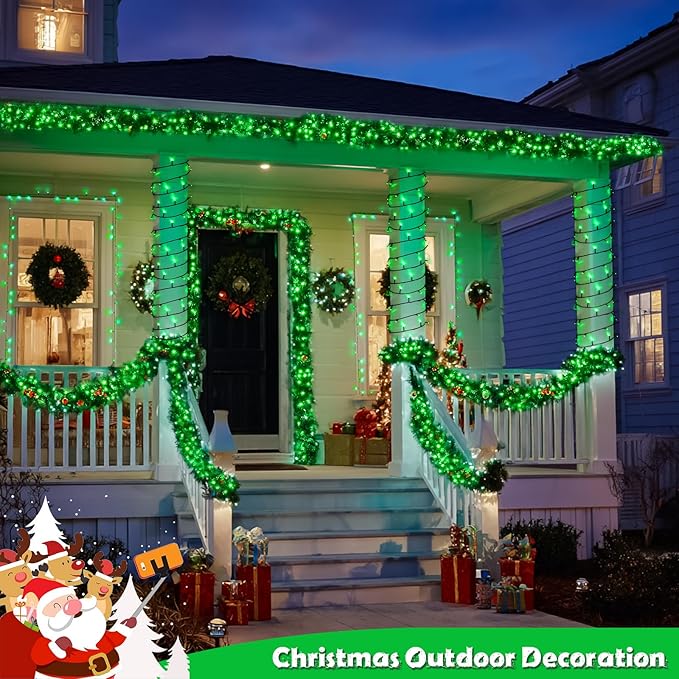 JMEXSUSS 2 Pack Solar String Lights Outdoor Waterproof, Total 66 FT 200 LED Solar Christmas Lights Outdoor, Twinkle Light for Christmas Tree Outside Garden Yard Xmas Decor, Green