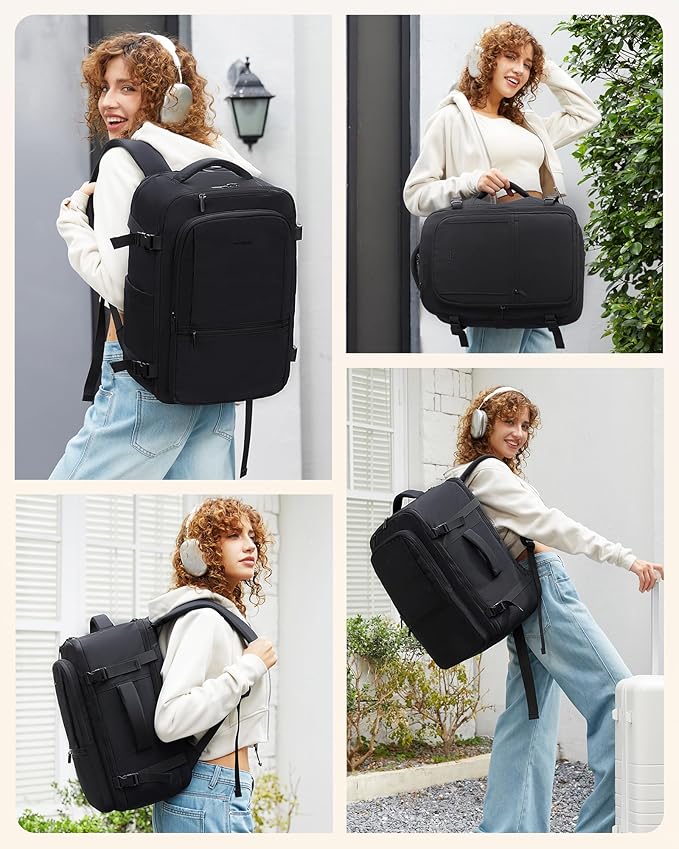 LOVEVOOK Travel Backpack for Women & Men, 40L Large Carry On Backpack Airline Approved, TSA Personal Item Weekender Bag, Water Resistant Laptop Backpack with 3 Packing Cubes for Travel Essentials