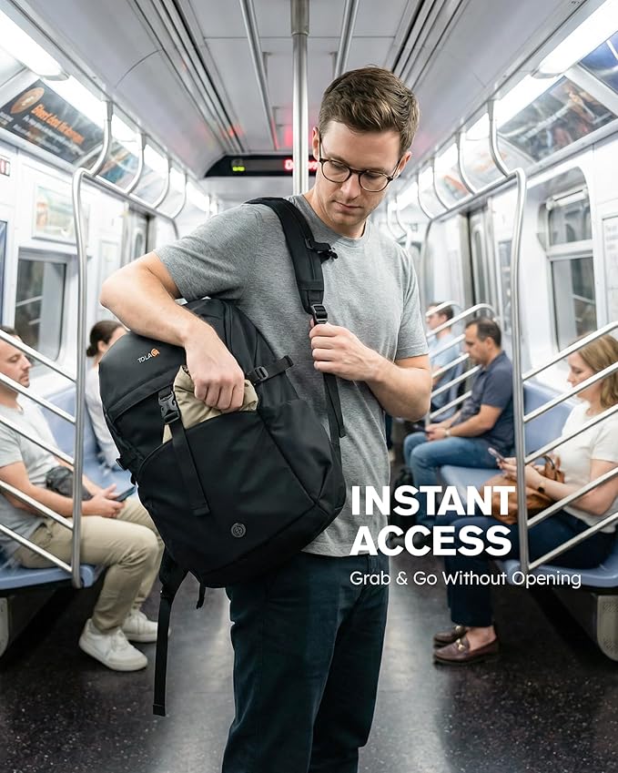 Tolaccea Daypack Backpacks Carry On 30L, Travel Backpack with Waterproof Zippers, Flight Approved Hand Luggage Casual Backpack for Men Women, Durable Bag for Work Business Hiking, Fits 15.6" Laptop