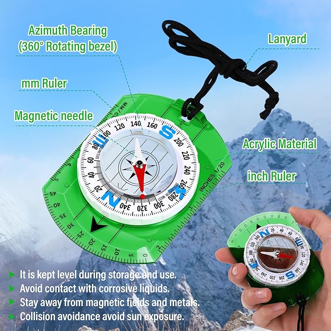20 Pcs Acrylic Orienteering Compass Hiking Backpacking Survival Reliable Compass Advanced Scout Compasses Outdoor Gear for Map Reading Navigation Camping Survival Exploring