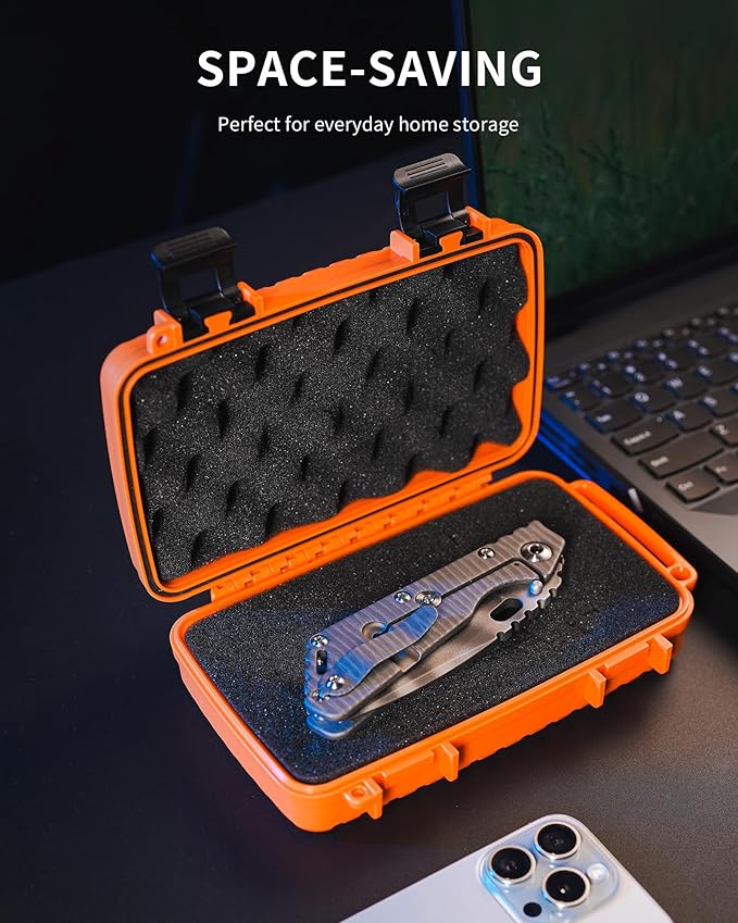 MecArmy B20 Edc Storage Box, Compact Waterproof Hard Case With Removed Foam, Small Dry Container For Outdoor Gear Tools Electronics, Durable Portable Utility Hardshell Case For Home Travel - Orange