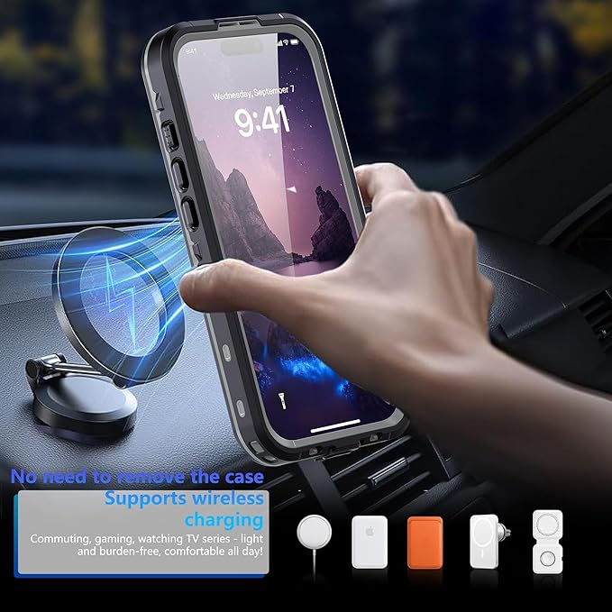 Waterproof Case for iPhone 17 – IP68 Submersible Shield with Built-in Screen Protector, Shockproof Military-Grade Armor, Full-Body Heavy-Duty Protection, (Black)