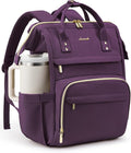 LOVEVOOK Laptop Backpack for Women with Giant Tumbler Holder Pocket,15.6 inch Waterproof Travel Backpack Purse Computer Laptop Bag,Professional Work College Nurse Teacher Backpack Daypack,Rose Purple