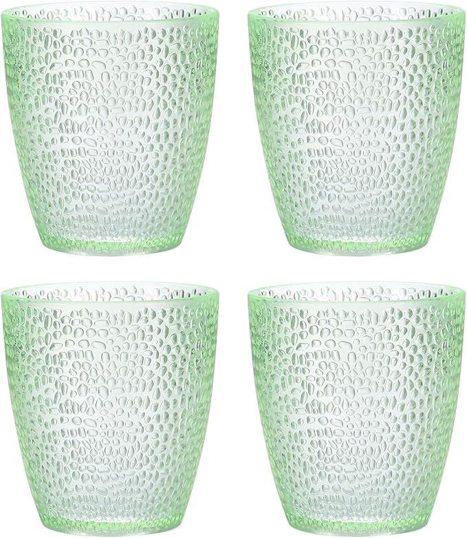 uxcell 7oz Acrylic Drinking Glasses, 4Pcs Plastic Reusable Tumblers Drinkware Unbreakable Water Glasses Cups Stackable & Dishwasher Safe for Home Outdoors Restaurant, Emerald