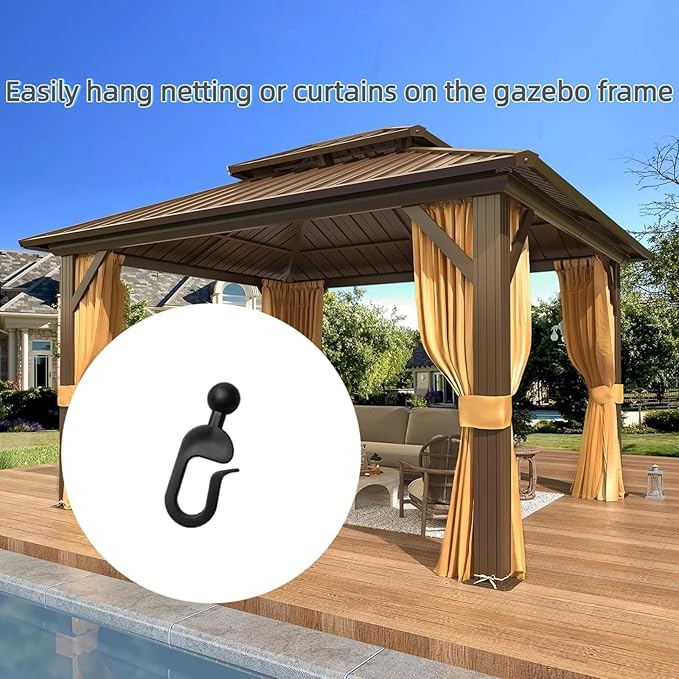 50pcs Multi-Purpose Plastic Slide Rail Hook, Special Plastic Hook for Gazebo, It is Not Afraid of Rain On The Open Air, and It is Also Suitable for Sunshade Curtains and Mosquito Nets, Etc.