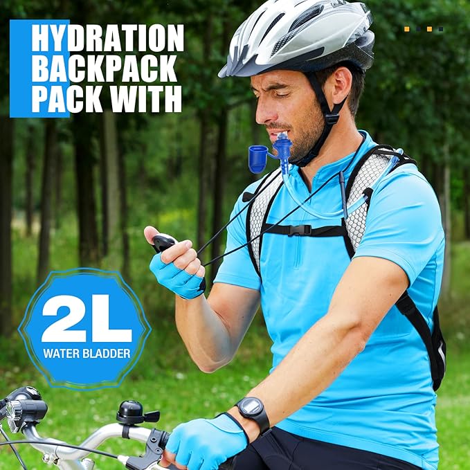 3 Pcs Hydration Backpack Pack with 2l Water Bladder, Hydration Pack with Hydration Bladder Hiking Running Cycling Biking Water Backpack for Men and Women