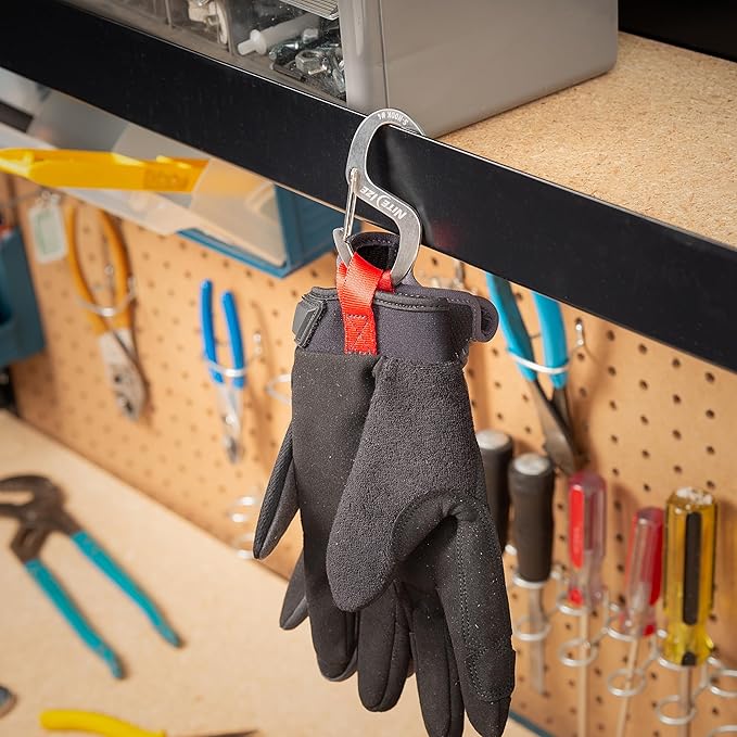 Nite Ize S-Biner Hook 'N Hold S-Hook - Durable Hook for Hanging Equipment & Everyday Use - Multipurpose Stainless Steel S-Hooks with S-Biner Clip - Securely Clip Tools & More - 5 Pack