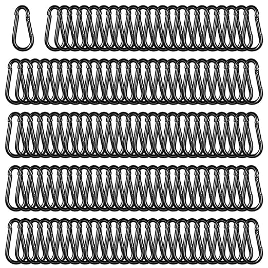 Black Carabiner, Heavy Duty Galvanized Steel Spring Snap Hook Carabiner Clips with 120LBS Holding Capacity, Ideal for Outdoor, Hammock, Swing and Travel (50PCS M4 1.6Inch)