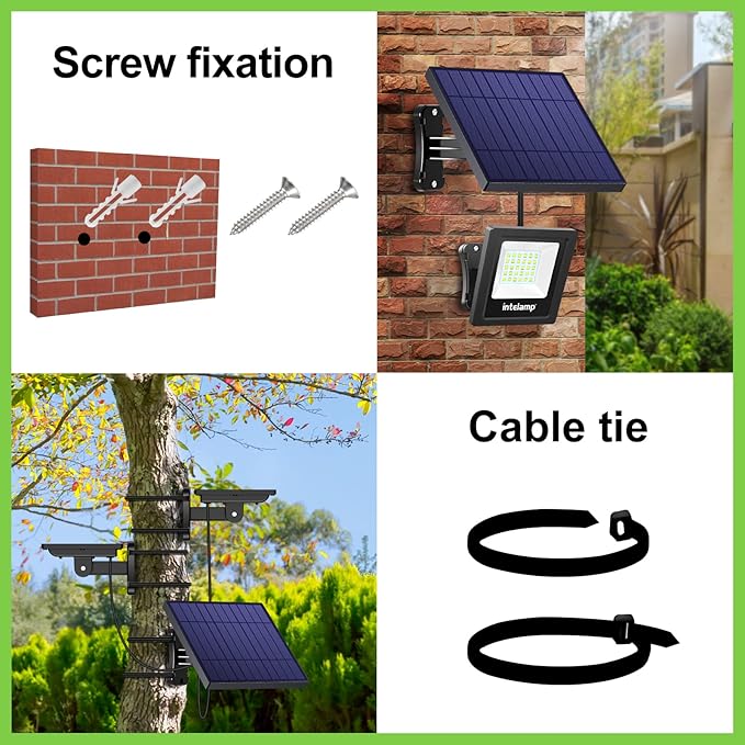 intelamp 4400mAh Solar Flood Lights, 2 Pack Outdoor Solar Security Light Dusk to Dawn Auto On/Off IP65 Waterproof Solar Powered Lights for Porch, Balcony, Yard, Garage, Barn, Garden