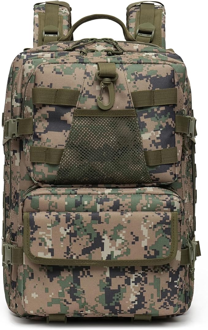 aiGear 50L Military Tactical Backpack 3 Days Assault Pack Large Day Backpack for Men Molle Army Bug Out Bag Waterproof Heavy Duty Hiking Trekking Rucksack - Green Camo