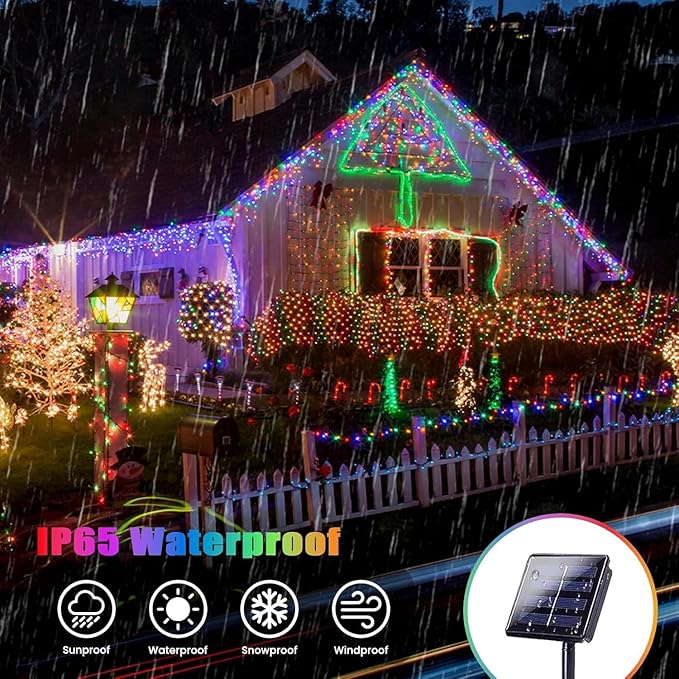 Extra-Long Solar String Lights for Outside, 4 Pack 400LED Solar Fairy Lights Outdoor Waterproof, Copper Wire with 8 Modes Solar Twinkle Lights for Tree Garden Party Patio Xmas Decor (Multicolor)