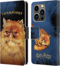 Head Case Designs Officially Licensed Harry Potter Crookshanks Prisoner of Azkaban II Leather Wallet Case Compatible with Apple iPhone 14 Pro