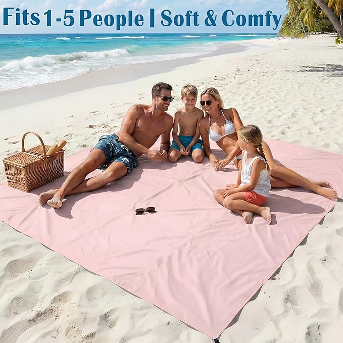 Famstar Beach Blanket Oversized Extra Large 78" X 81",Waterproof Sandproof Beach Blanket 1-7 Adults Lightweight Durable for Travel Camping Hiking Picnic