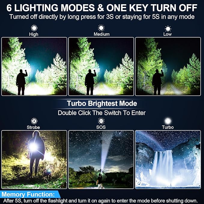 Banral Flashlights High Lumens Rechargeable, Super Bright Long Range Small Powerful Flashlight, 6 Modes LED Tactical Pocket Waterproof Flash Light for Home Emergency (1, Red)