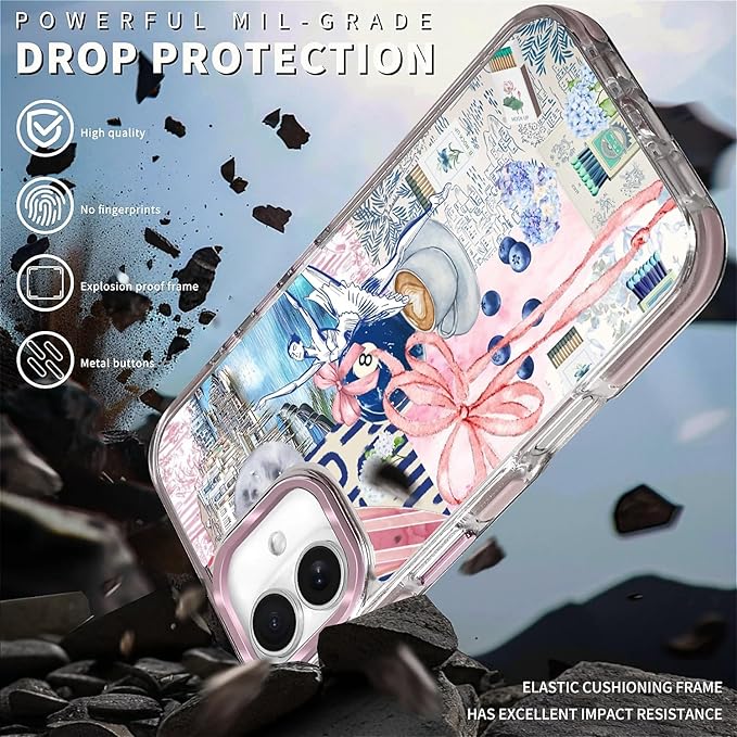 Case for iPhone 16 Plus,[Compatible with MagSafe],Pink Bow Girly Coquette Collage Phone Case Design，for Women Girls Magnetic Clear Cover - Slim, Sleek, & Shockproof Protection