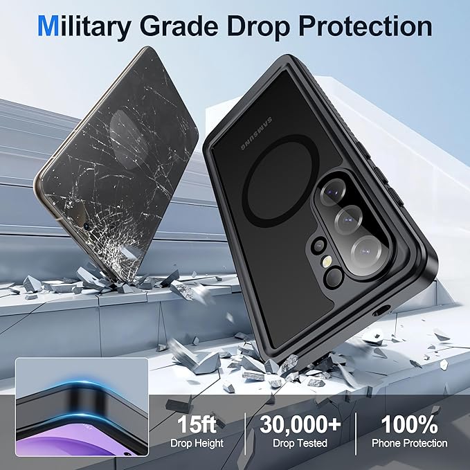 ANTSHARE IP68 Waterproof Case for Samsung Galaxy S26 Ultra [2026] - MagSafe Compatible, Built-in Screen/Lens Protector - Shockproof Full Body Protection for Swimming/Outdoor, Black-Translucent Matte