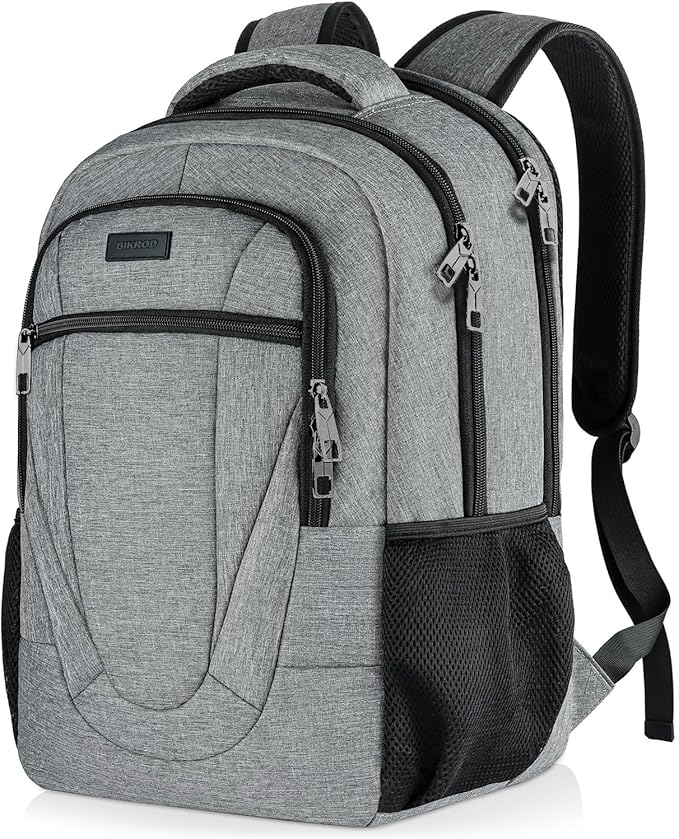 BIKROD 45L Extra Large Travel Laptop Backpack for Men and Women, Carry on Back Pack Fit 18.4 IN Laptop, Grey, Gift