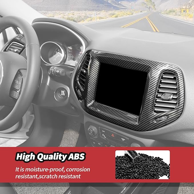 JeCar 3pcs Carbon Fiber Dash Vent Cover Trim Kit for 2017-2020 Jeep Compass Interior Accessories