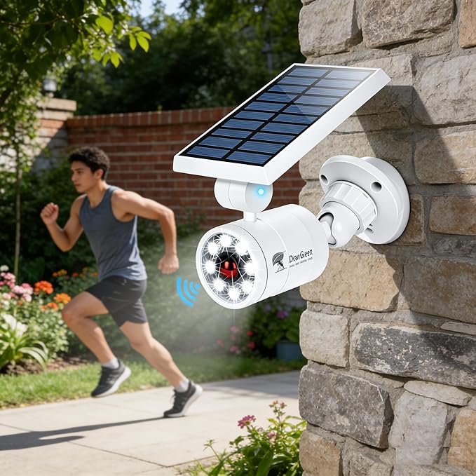 Aluminum Solar Motion Sensor Lights Outdoor - Solar Powered Flood Security Lights Cameras Fill Light for Outside Garage & Driveway Post Patio Pathway Deck - IP66 Waterproof, 3-Day Rain Battery,