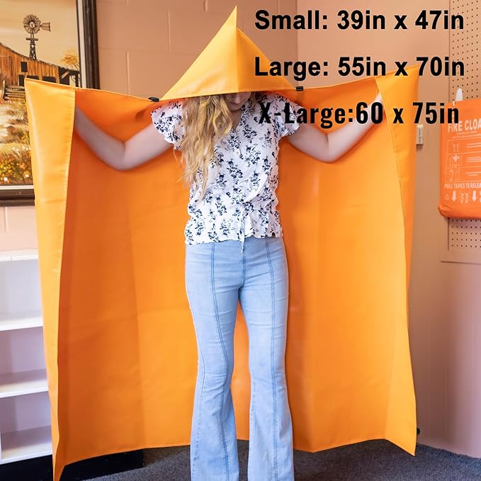 Fire Blanket -Certified 1200F Extra Thick, Glow In The Dark Fireproof Emergency Supplies. 500gsm, 0.5mm Thick Fire Blankets Emergency For Home. Emergency Blanket with Cape and Hood 75"x60" By Supa Ant