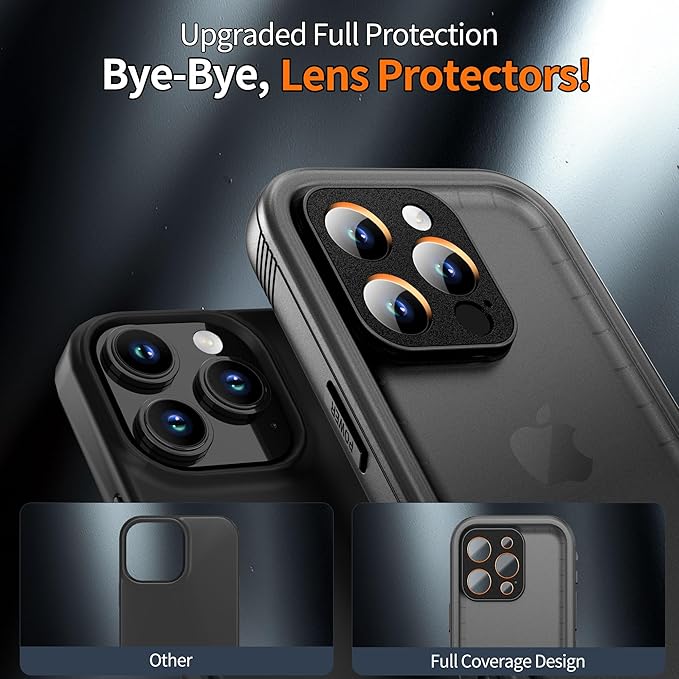 Cozycase for iPhone 15 Pro Waterproof Shockproof Dustproof Case - Heavy Duty/360 Full Body/Military Grade/Protective/Rugged 【8FT Drop Proof】 Built in Screen/Camera Protector with Lanyard Black