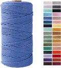 Air Blue Macrame Cord 3mm x 109Yards,Colored Cotton Rope Craft Cord Colorful Cotton Cord Twine for Wall Hanging Plant Hangers Crafts Knitting Decorative Projects