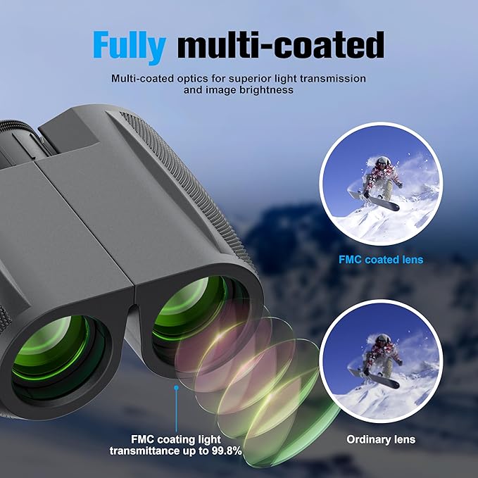 Binoculars 12x50 for Adults and Kids Night Vision Binoculars Compact Binocular Waterproof Binocular Wide Field of View for Bird Watching,Hiking,Hunting,Concert with Binocular Cases