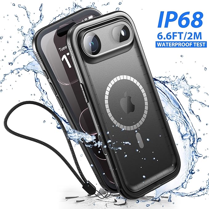 SPORTLINK for iPhone Air Case, IP68 Waterproof Military Protective Full Body Heavy Duty Shockproof 360 Sealed Dustproof with Camera Screen Protector Phone Cover for iPhone Air 6.5" M/Black